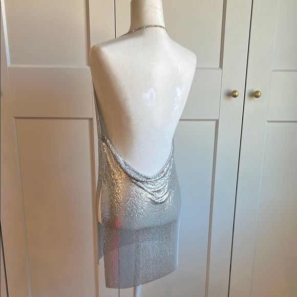 Silver Chainmail Dress Rhinestone straps | XS - Picture 7 of 9